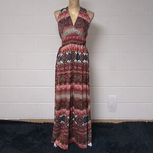 BOHO, SOFT, TEE SHIRT KNIT, CROSS OVER BACK, V-NECK, EMPIRE WAIST MAXI DRESS